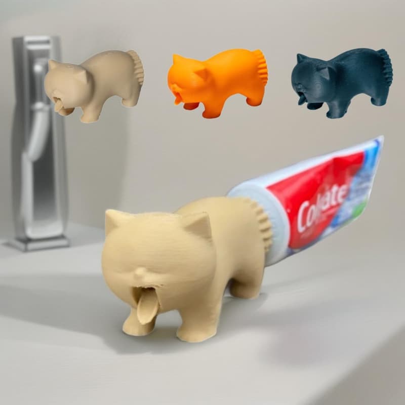 Funny 3D Printed Cat Toothpaste Topper – Gag Gift for Cat Lovers