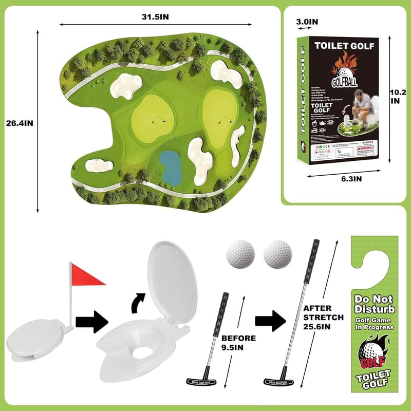 Toilet Golf Game - Funny Gag Gift for Men & Golfer