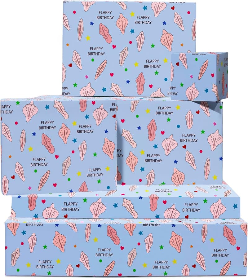 Funny Rude Wrapping Paper - 6 Sheets for Adults' Birthdays