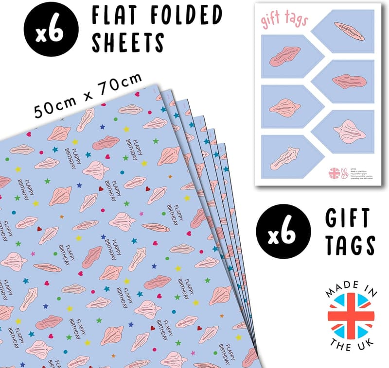 Funny Rude Wrapping Paper - 6 Sheets for Adults' Birthdays