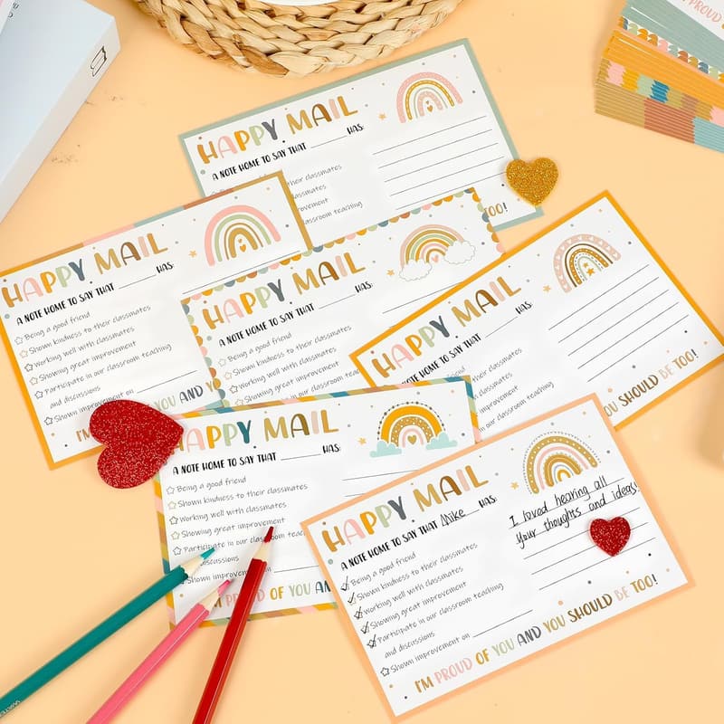 Boho Rainbow Teacher Motivational Cards for Classroom Incentives