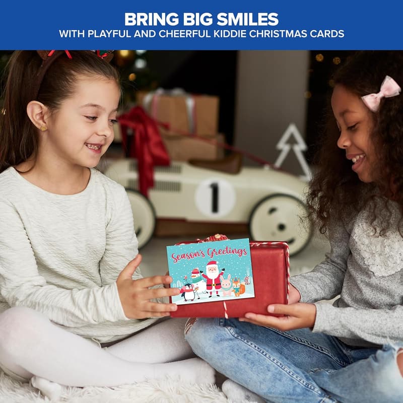 36 Pack Christmas Cards for Children with Envelopes & Stickers