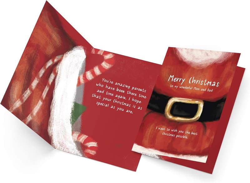 Eco-Friendly Christmas Card for Parents, Made in America, 5x7.75in