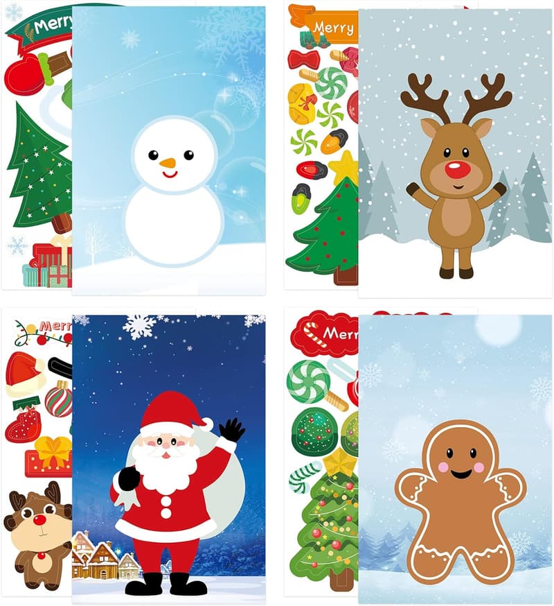 DIY Snowman Christmas Cards with Stickers & Envelopes (Bulk)