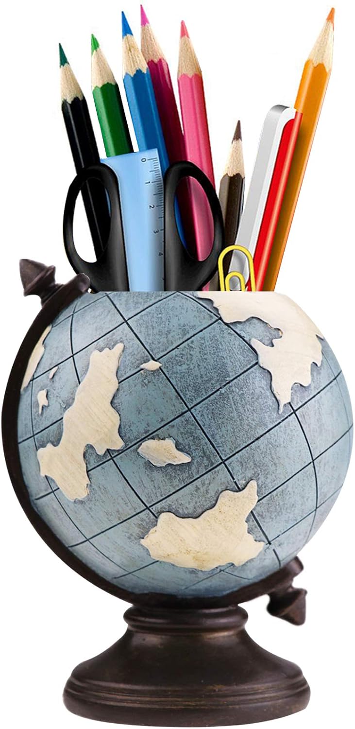 Desk Organizer Pen Holder - MUAMAX Globe Pencil Cup