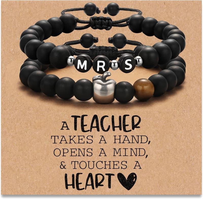Teacher Appreciation Natural Stone Bracelet Set for Men