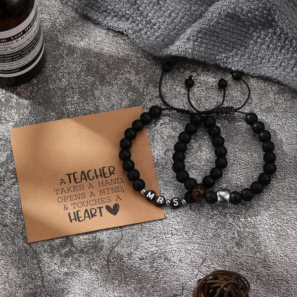Teacher Appreciation Natural Stone Bracelet Set for Men