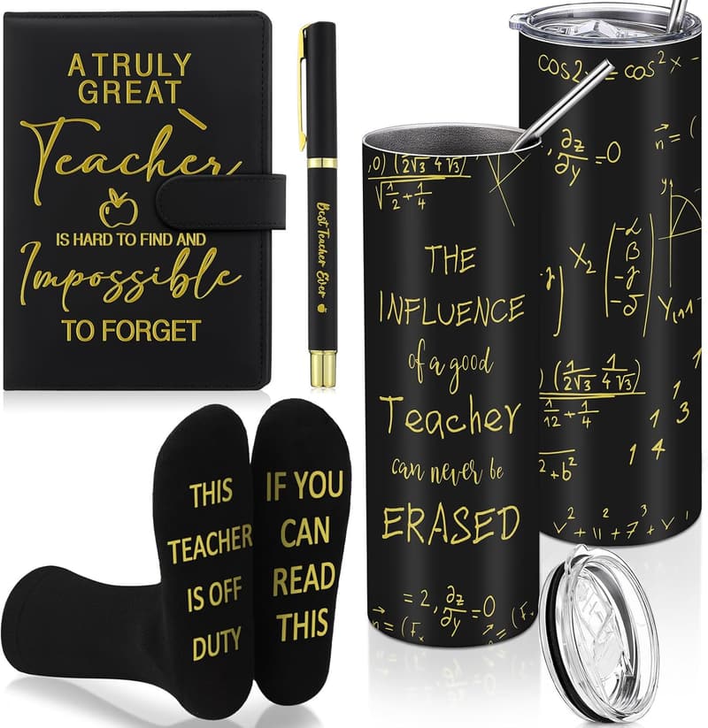 Male Teacher Appreciation Gift Set: Journal, Cup, Socks, Pen