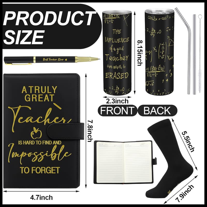 Male Teacher Appreciation Gift Set: Journal, Cup, Socks, Pen