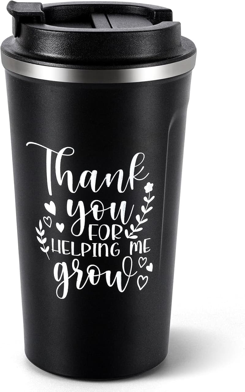 Teacher Appreciation 17 oz Black Stainless Steel Tumbler with Lid