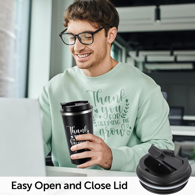Teacher Appreciation 17 oz Black Stainless Steel Tumbler with Lid