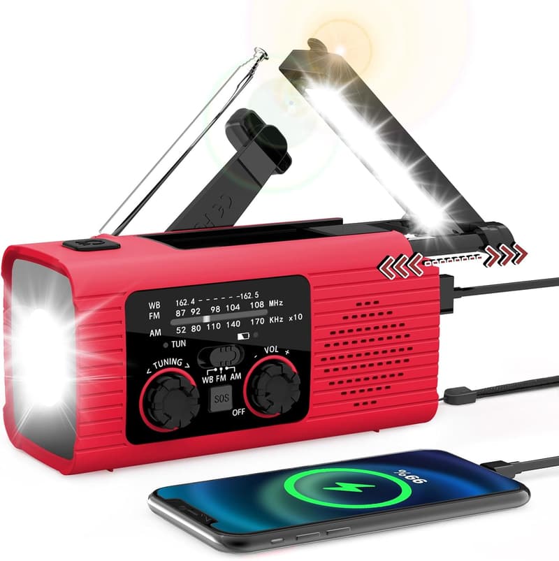 NOAA Emergency Weather Radio with Solar, Hand Crank & USB Charging
