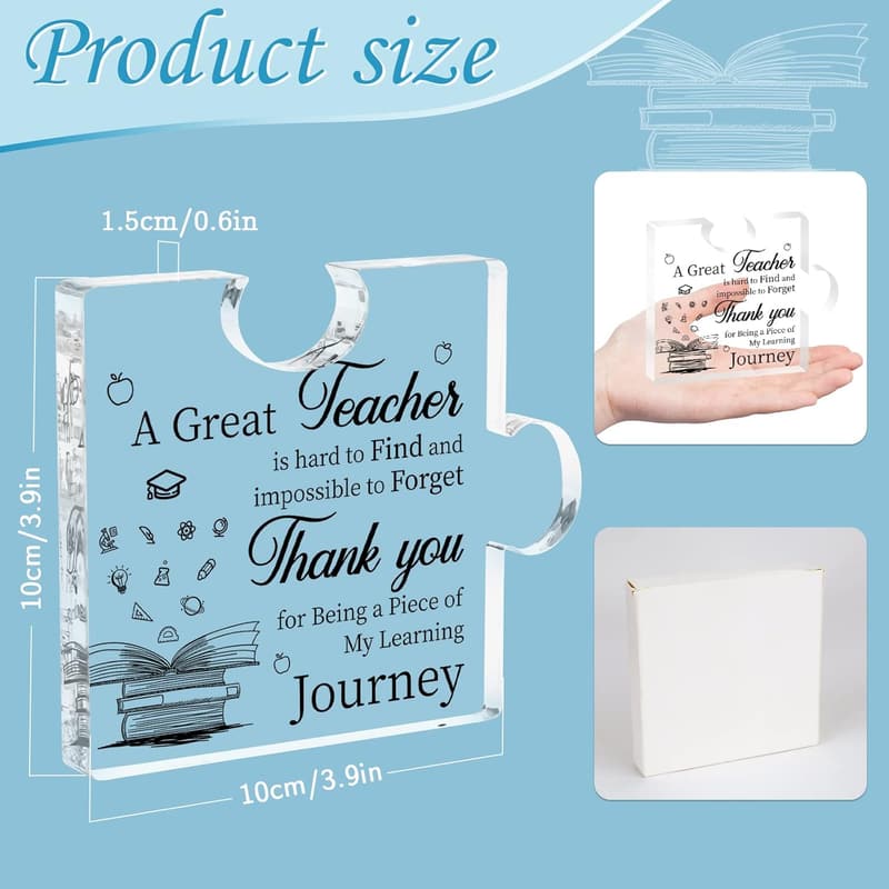 Teachers Day Puzzle-Shaped Acrylic Plaque Gift for Educators