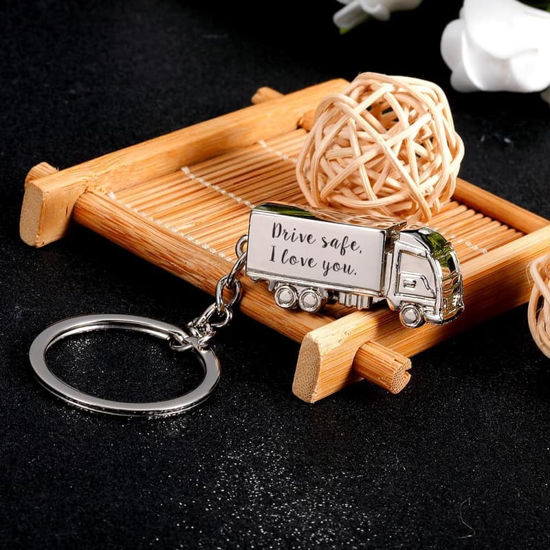 Drive Safe Keychain for Him - Custom Gift for Truck Drivers
