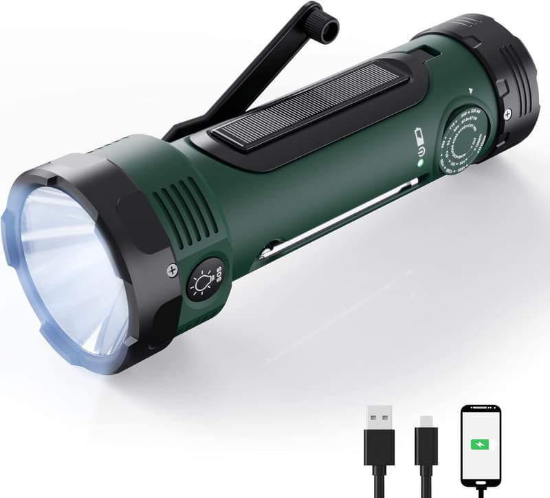 3000mAh Hand Crank Flashlight & NOAA Emergency Radio