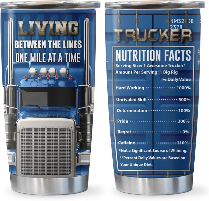 Gift for Truck Drivers - 20oz Tumbler Mug for Men