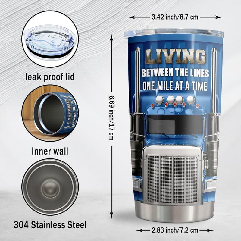 Gift for Truck Drivers - 20oz Tumbler Mug for Men