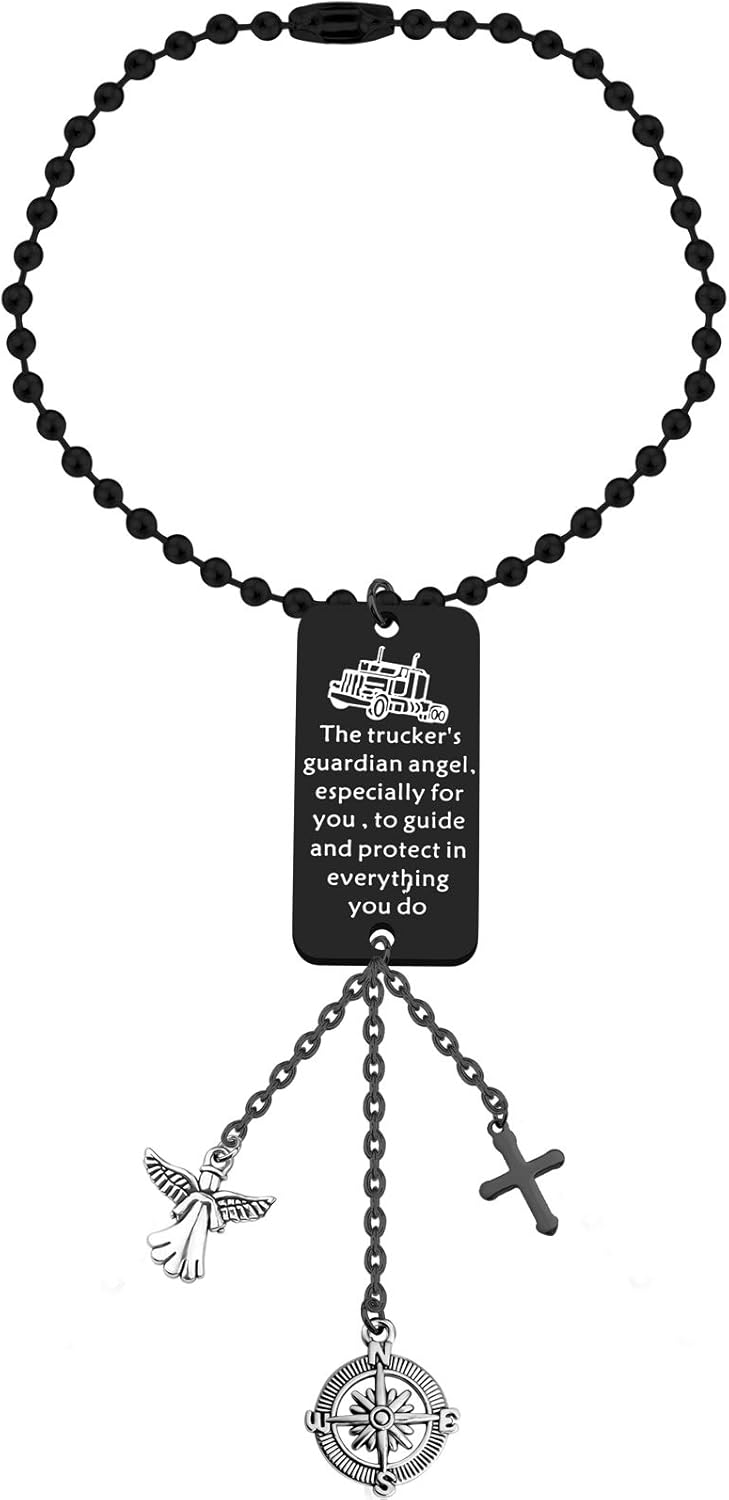 Trucker's Prayer Guardian Angel Car Charm - Protective Ornament