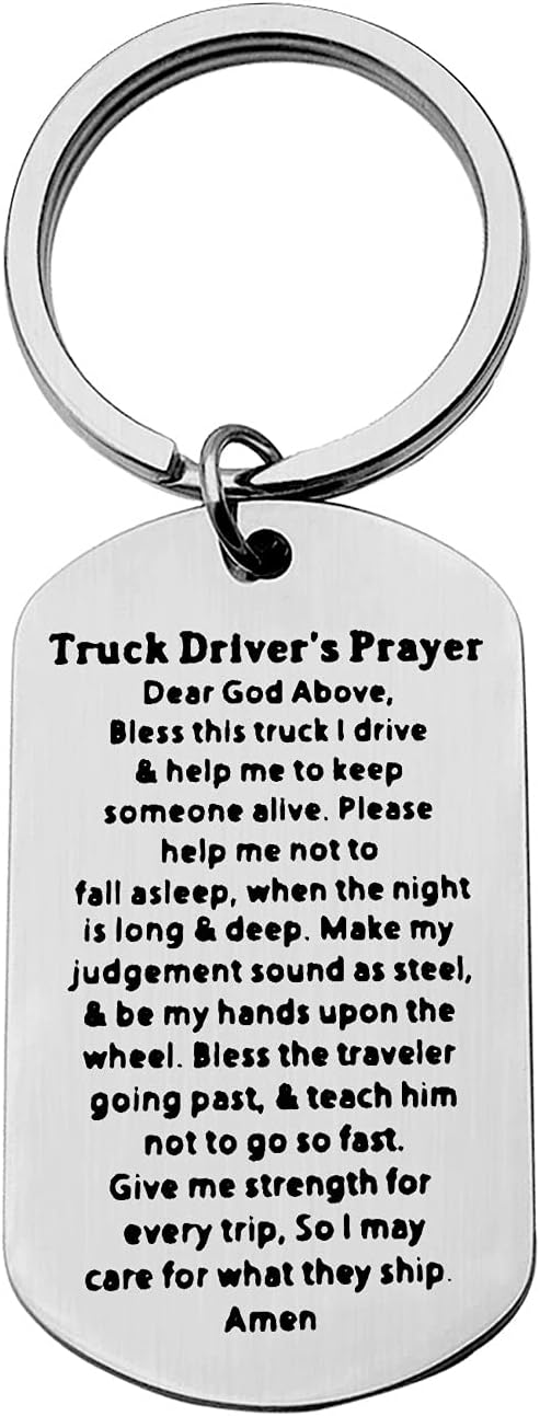 Trucker Keychain with Prayer – Gift for Truck Drivers