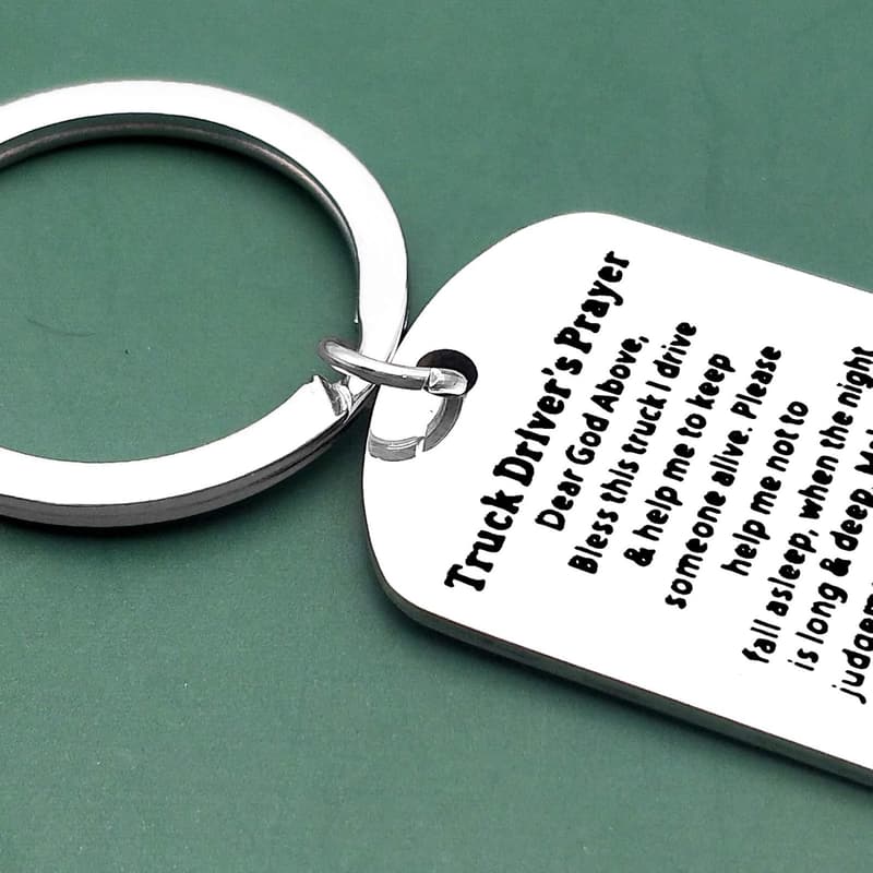 Trucker Keychain with Prayer – Gift for Truck Drivers