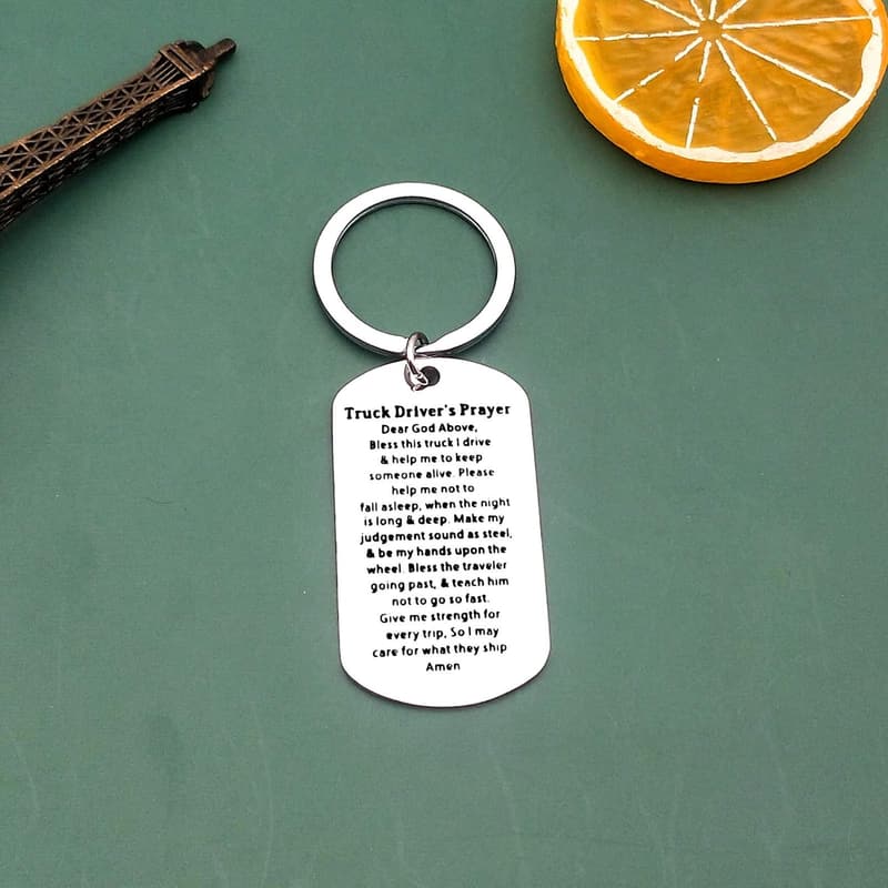 Trucker Keychain with Prayer – Gift for Truck Drivers