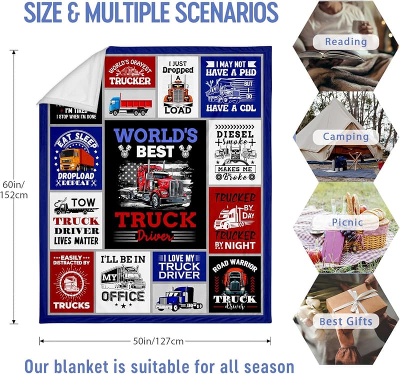 Truck Driver Appreciation Throw Blanket 60