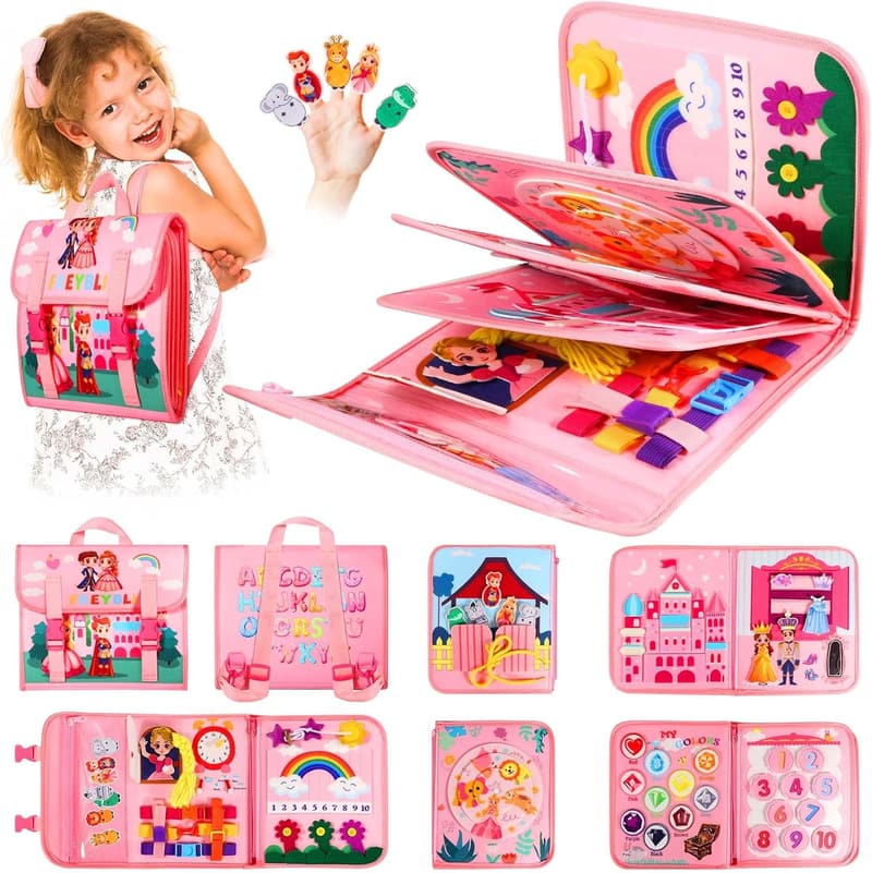 Toddler Birthday Gift: Pink Montessori Busy Board Book