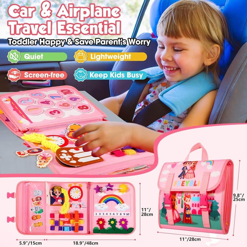 Toddler Birthday Gift: Pink Montessori Busy Board Book