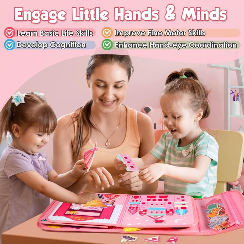 Toddler Birthday Gift: Pink Montessori Busy Board Book