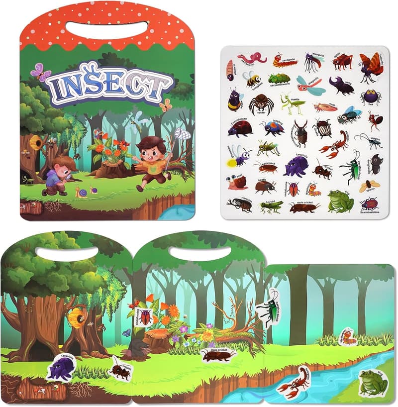 Reusable Insect Sticker Activity Book for Toddlers 2-5 Years