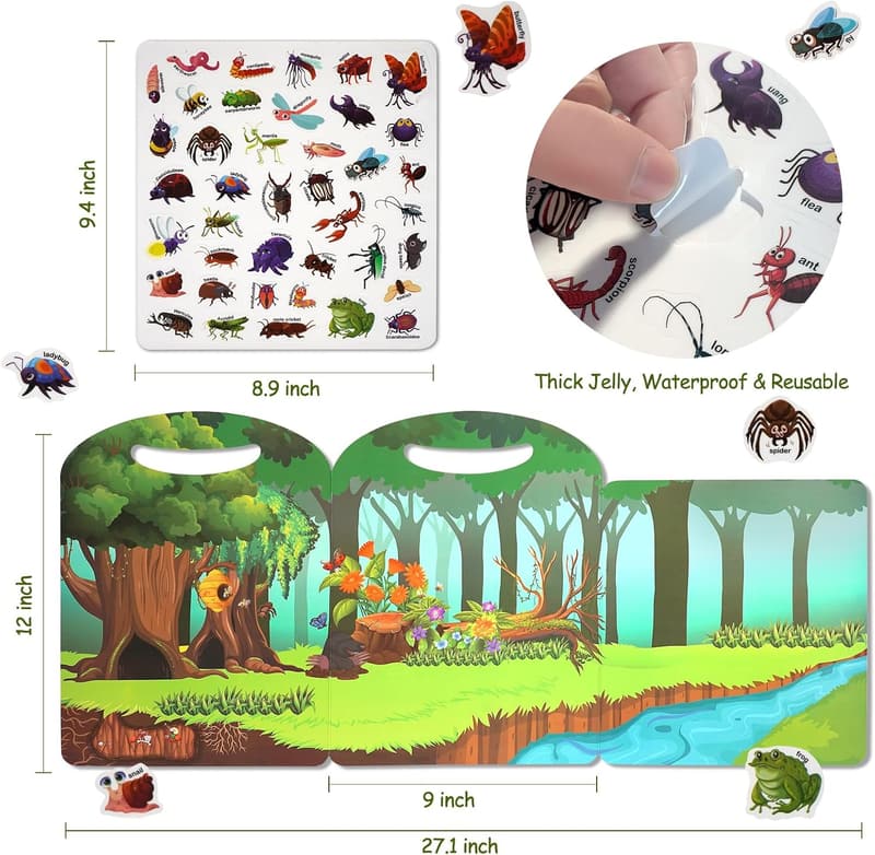 Reusable Insect Sticker Activity Book for Toddlers 2-5 Years