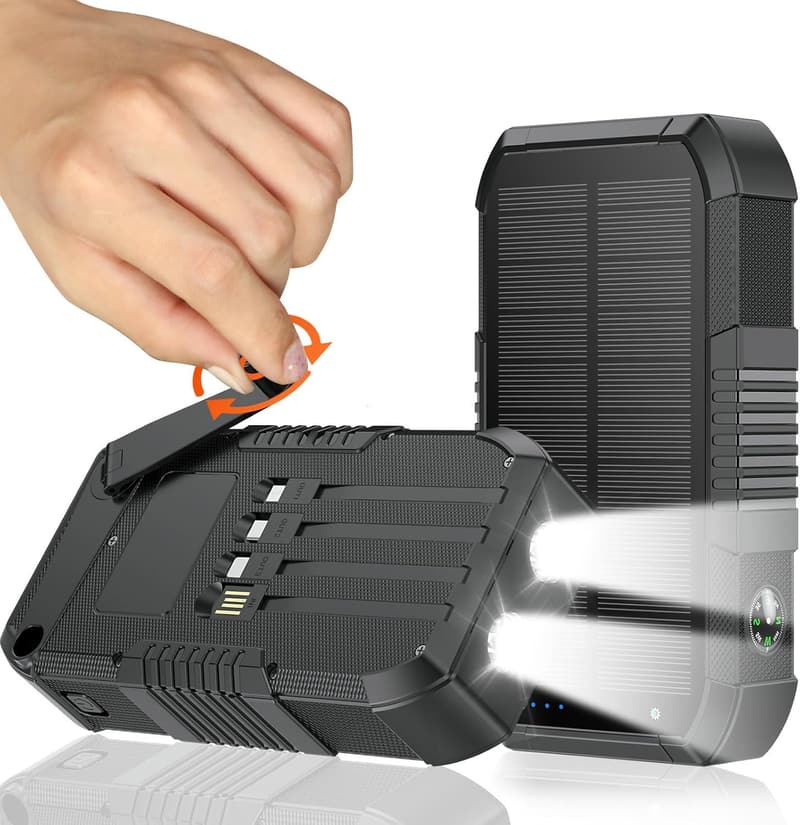 Solar Power Bank 66800mAh with Hand Crank & Fast Charge