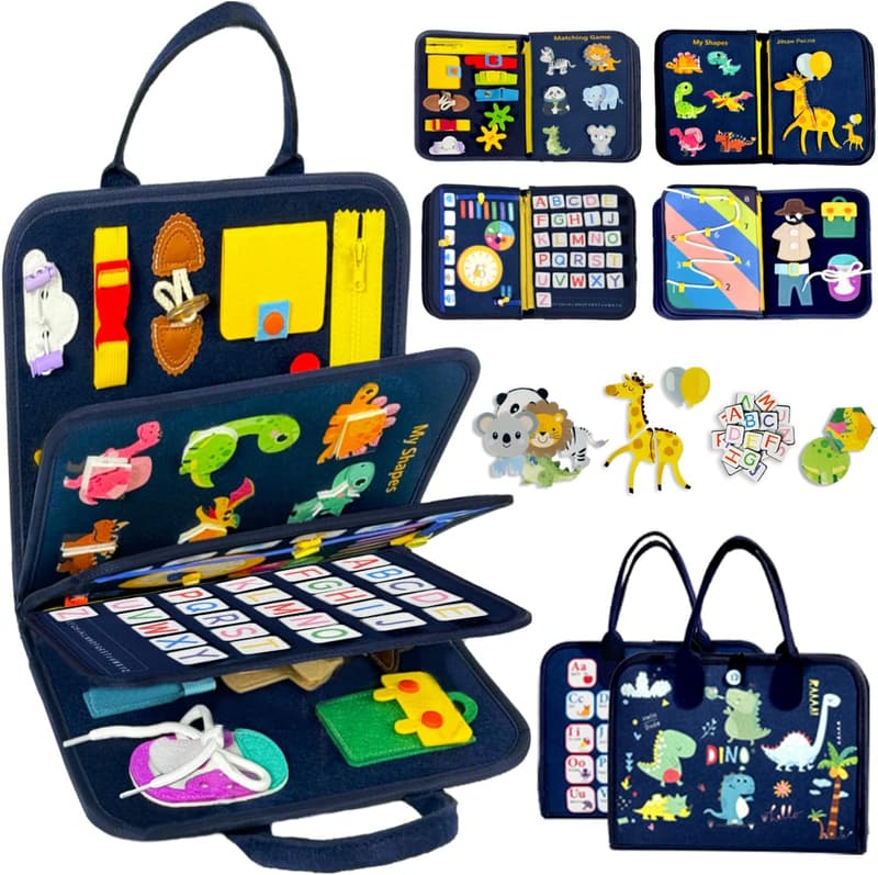 Montessori Busy Board Book for Toddlers – Educational Sensory Toy