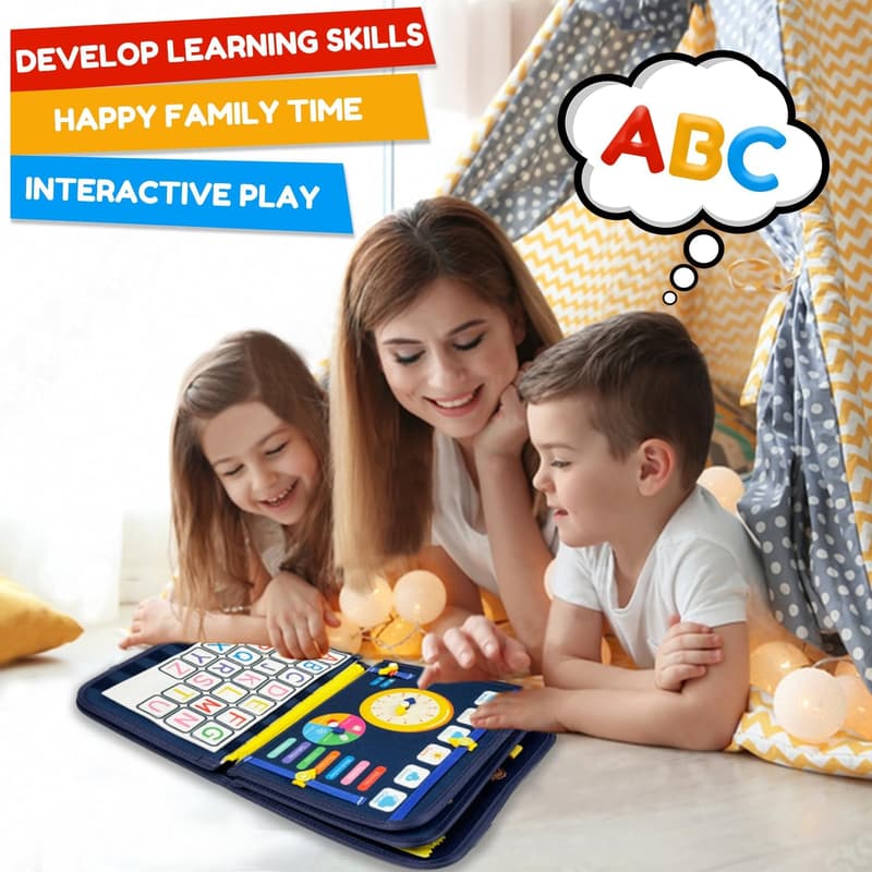 Montessori Busy Board Book for Toddlers – Educational Sensory Toy