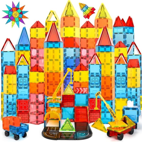 Magnetic Building Tiles Set for Kids Ages 3-8, 80 Pieces