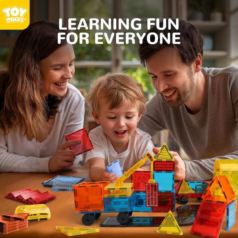 Magnetic Building Tiles Set for Kids Ages 3-8, 80 Pieces
