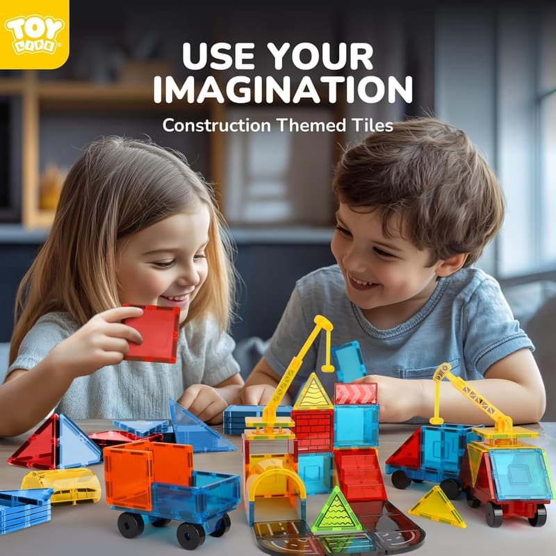 Magnetic Building Tiles Set for Kids Ages 3-8, 80 Pieces