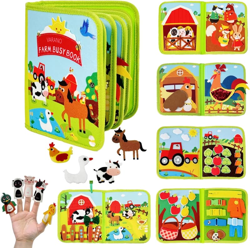 Montessori Farm Busy Board Book for Toddlers (Ages 1-4)