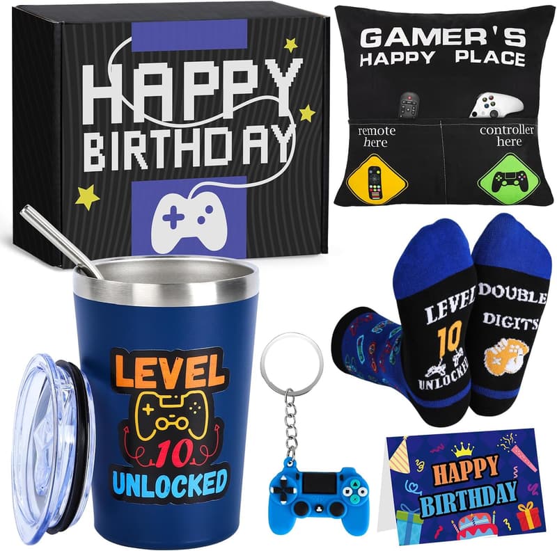 Funny Gamer Birthday Gift Basket for 10-Year-Old Boys