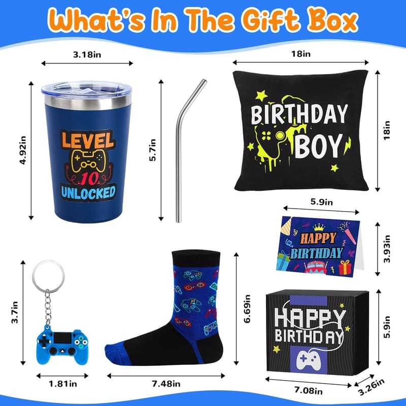 Funny Gamer Birthday Gift Basket for 10-Year-Old Boys