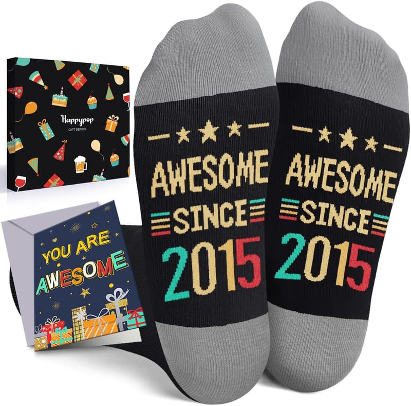 Birthday Gift Socks for Boys Age 9-10 with Greeting Card