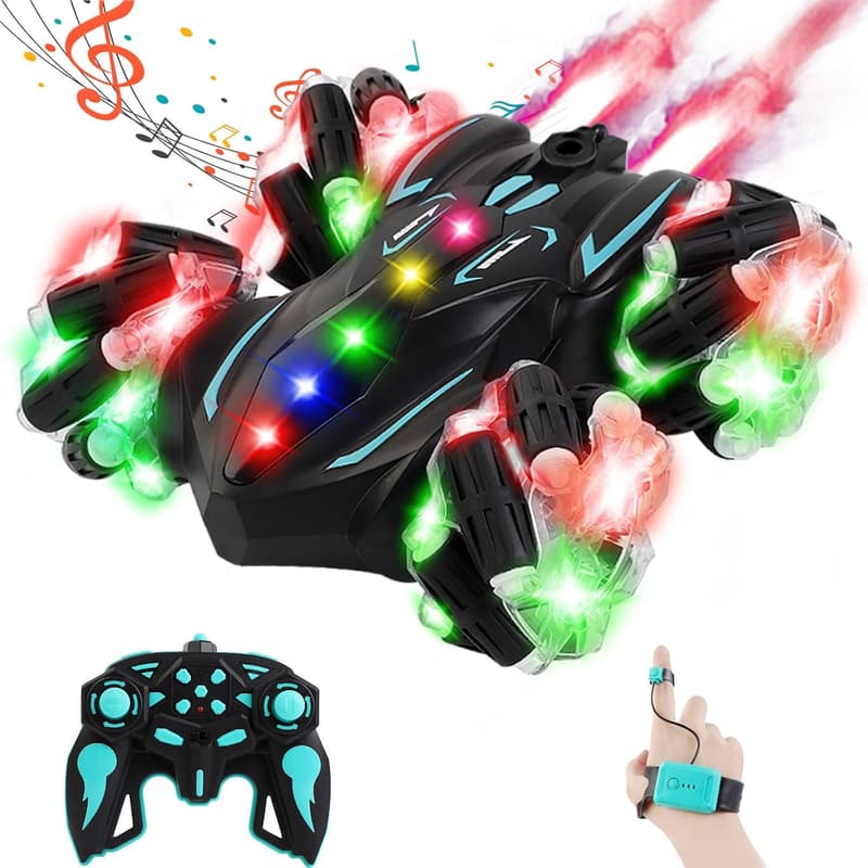 Birthday Gift: Gesture-Controlled RC Stunt Car with Lights & Music