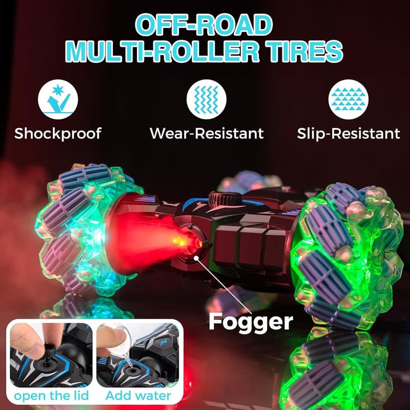 Gesture Sensing RC Stunt Car with Music & Spray - Birthday Gift for Kids