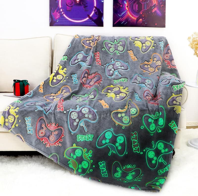 Glow in the Dark Blanket for Teen Boys & Girls Gamers