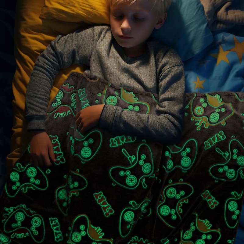 Glow in the Dark Blanket for Teen Boys & Girls Gamers