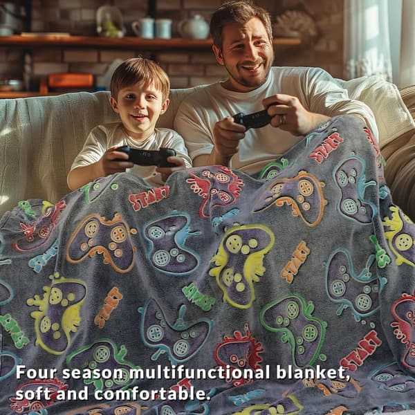 Glow in the Dark Blanket for Teen Boys & Girls Gamers