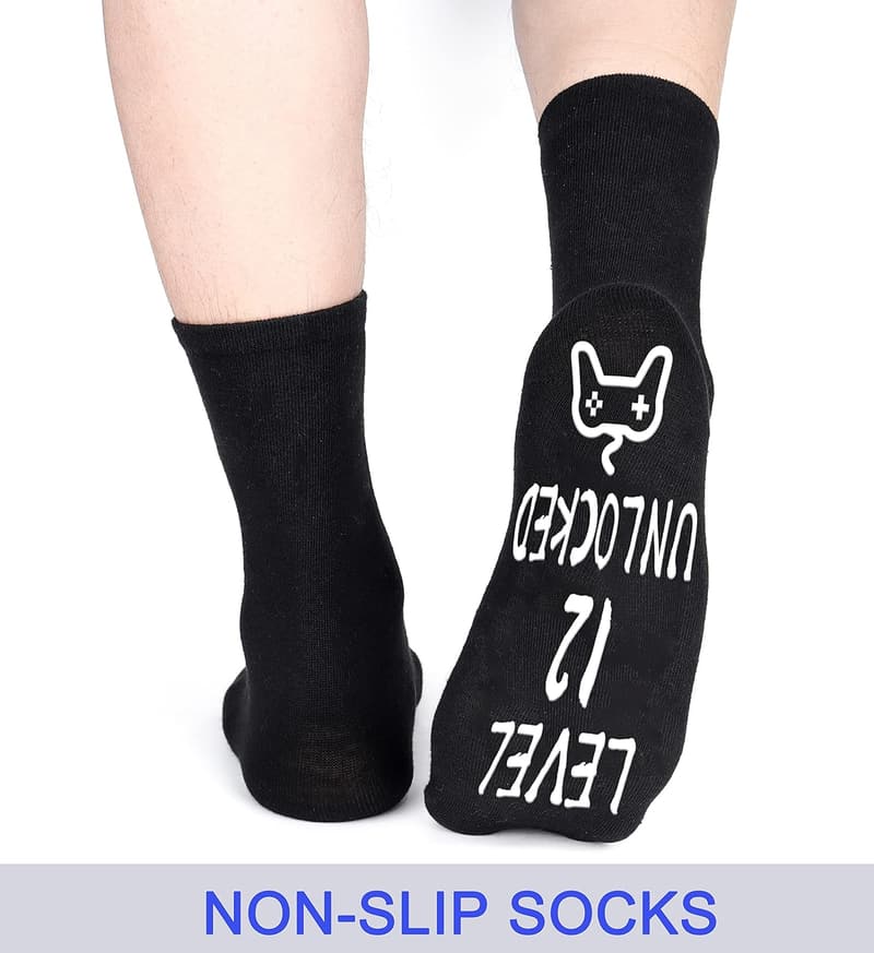 Teen Boys' Gaming Socks - Cool Grip Socks for 12-18 Birthday