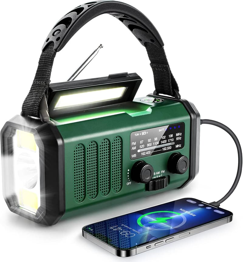 Emergency NOAA Weather Radio with Hand Crank & Solar Charger