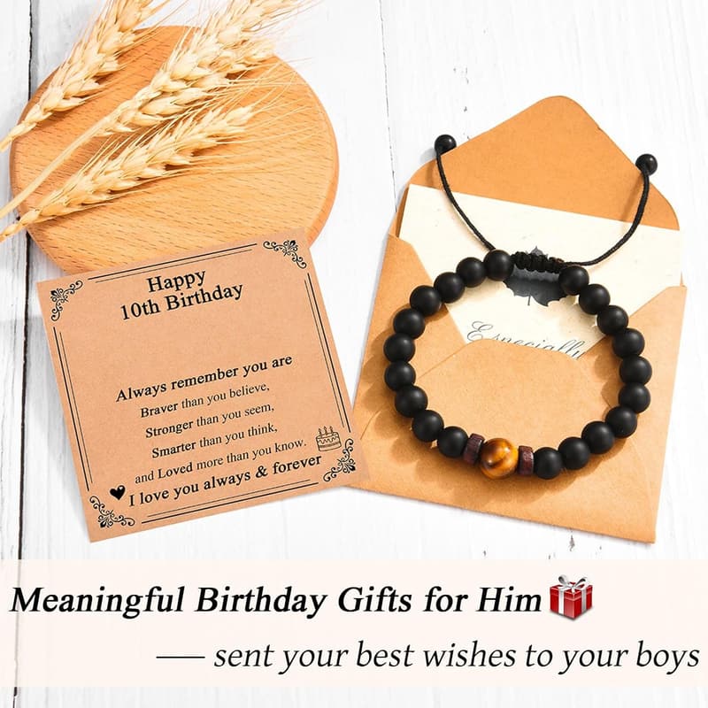 Boys' Beaded Bracelet Birthday Gift with Card (Ages 10-21)