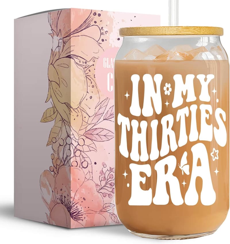 30th Birthday 16 Oz Glass Cup for Women
